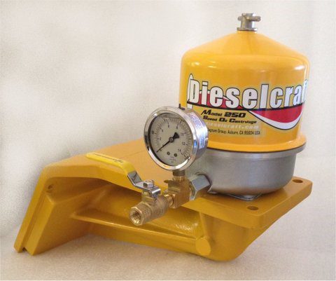 A yellow fuel tank sitting on top of a stand.