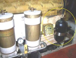 A gas meter is connected to the boiler.